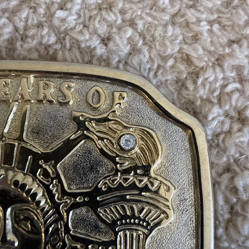 1886-1986 100 Years of Liberty Belt Buckle Metal Silver Gold Plate Lady Statue